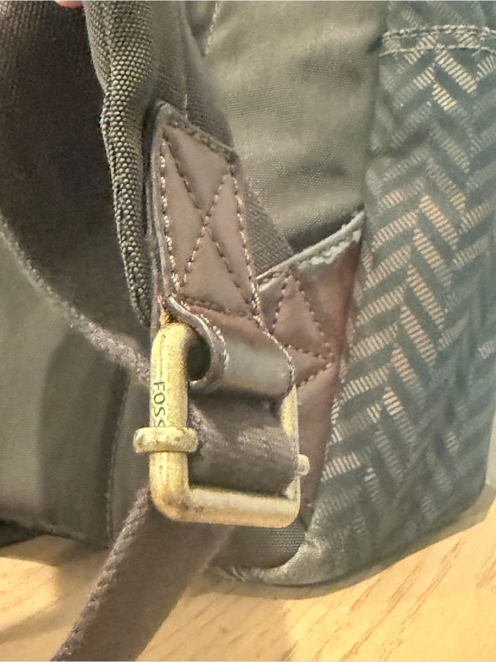 Men's Olive Chevron Pattern Distressed Backpack - Picture 7 of 14
